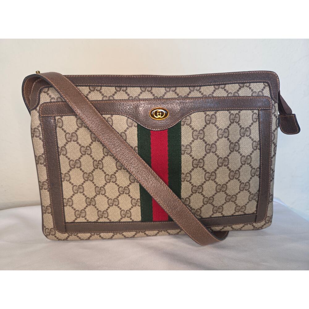 SOLD Gucci GG Supreme Web Stripe Crossbody Shoulder Messenger Bag Vintage - Picture 2 of 16